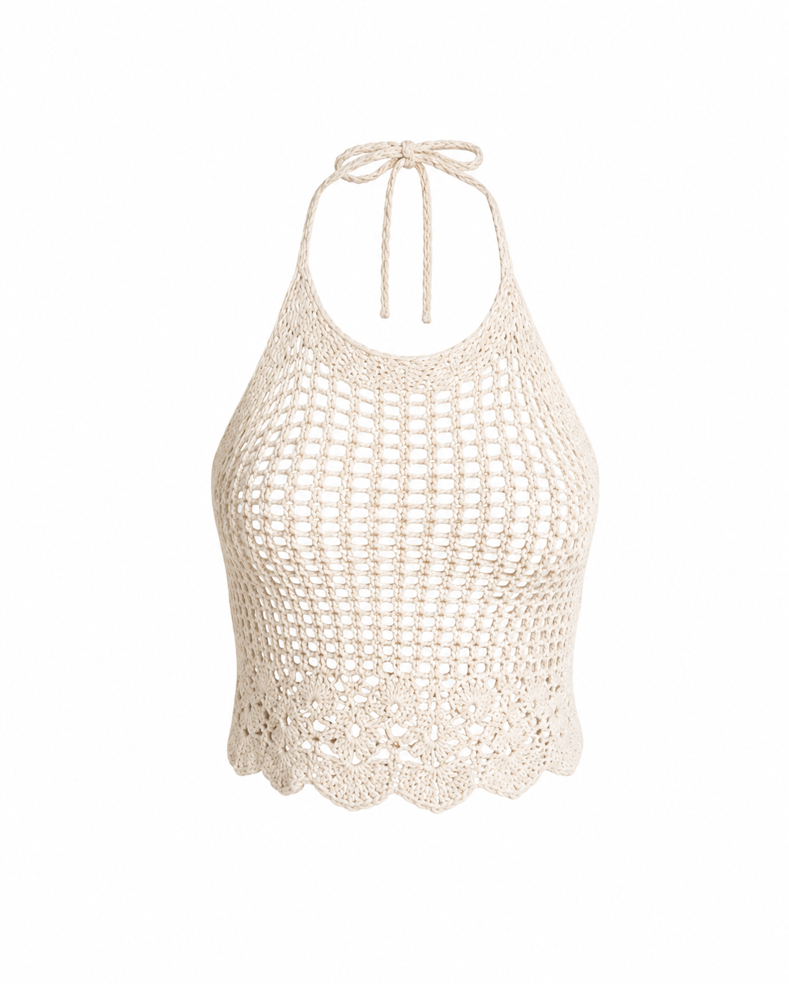 Crochet Halter Top – Natural Beige