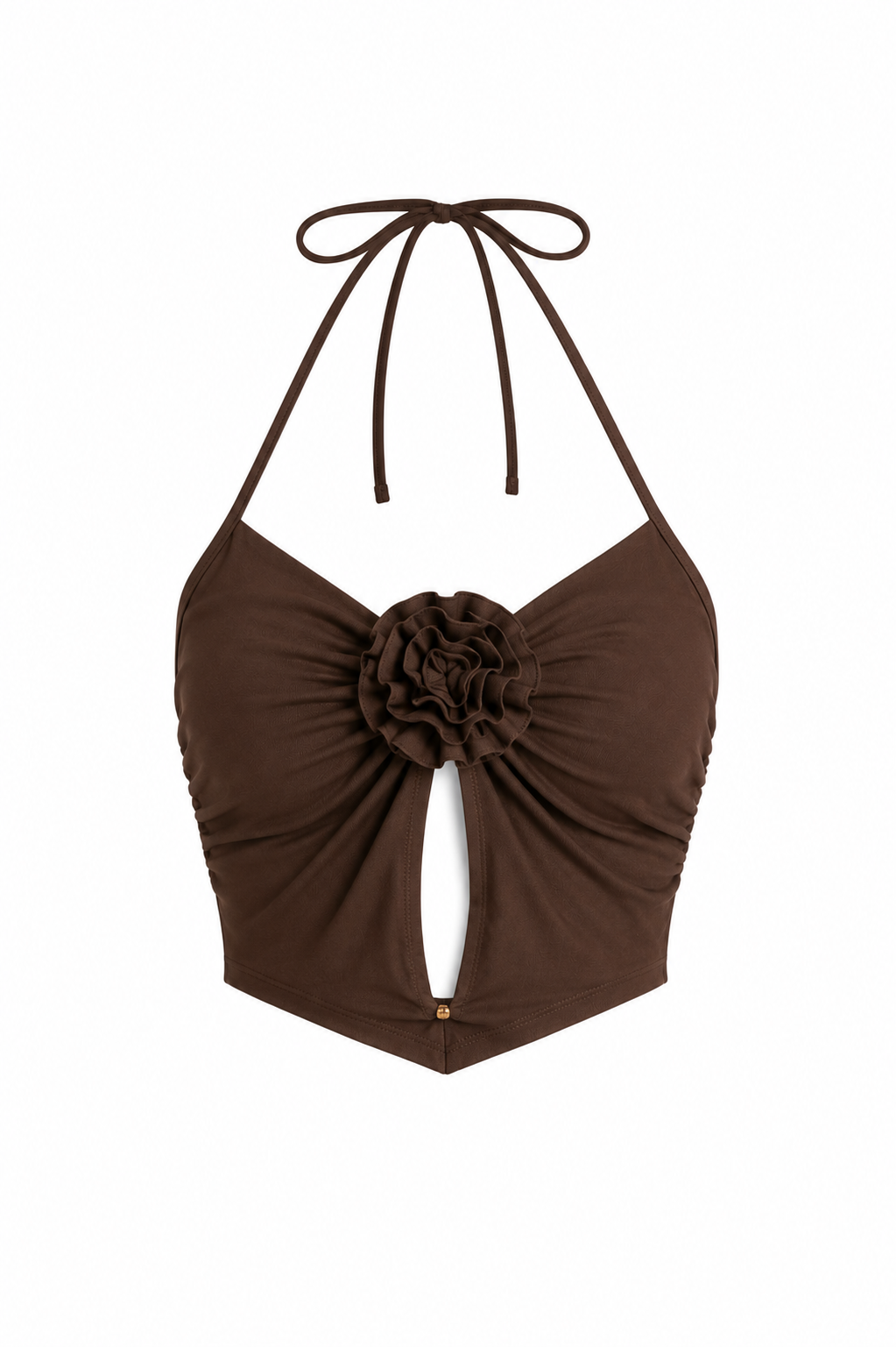 Chocolate Brown Halter Crop Top