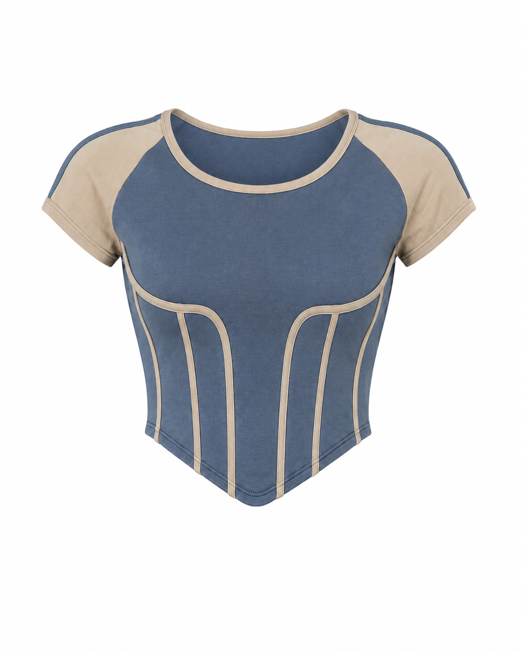 Blue & Beige Corset T-Shirt