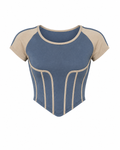 Blue & Beige Corset T-Shirt