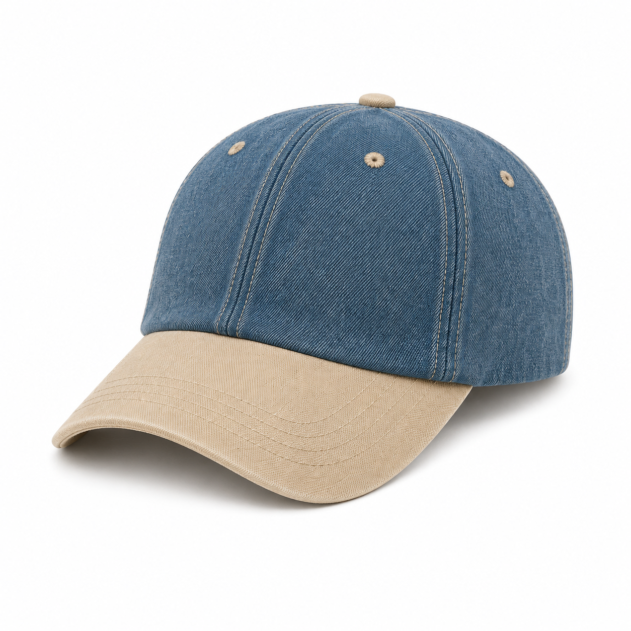Denim & Beige Baseball Cap
