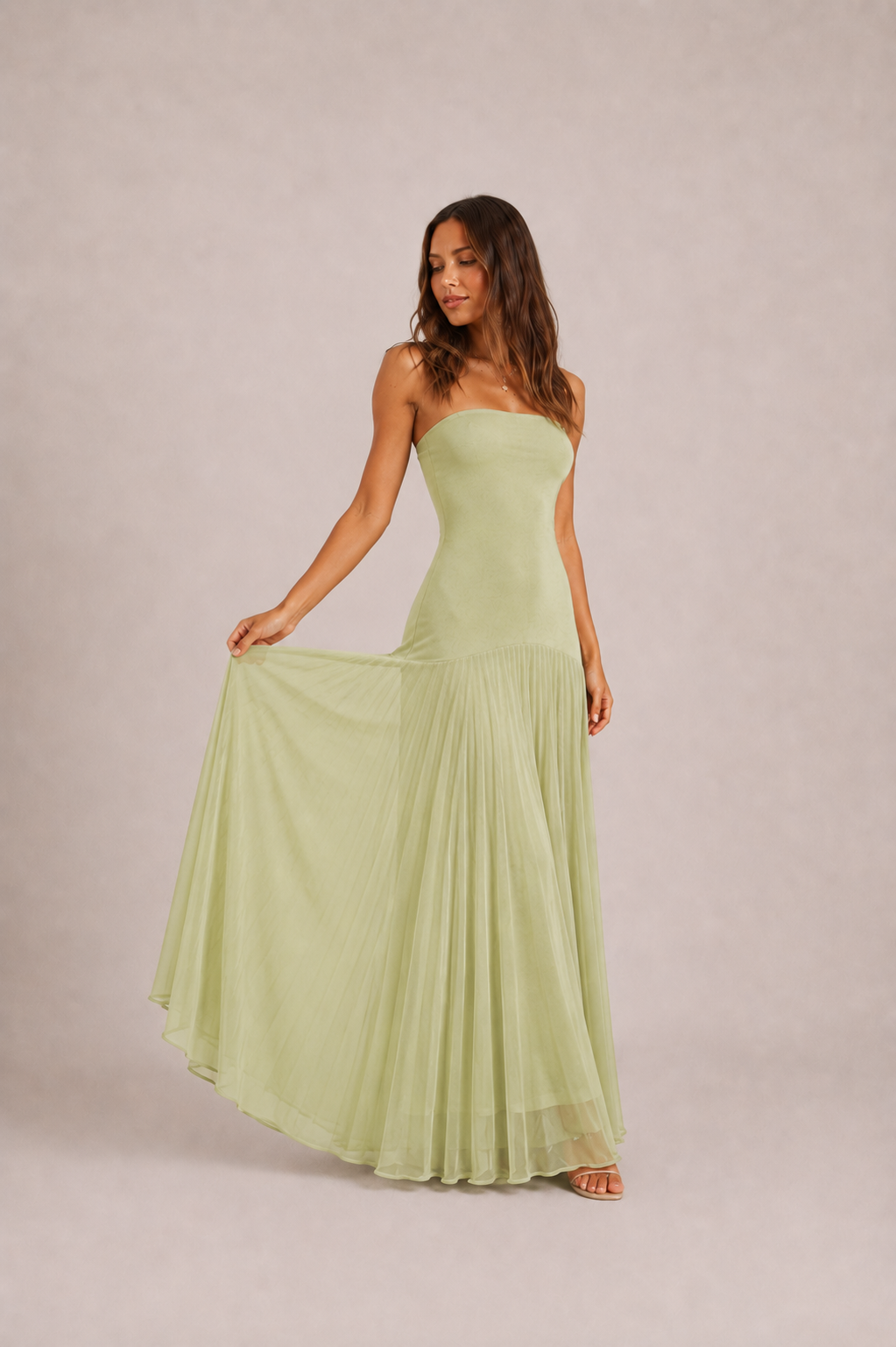 Sage Green Strapless Maxi Dress