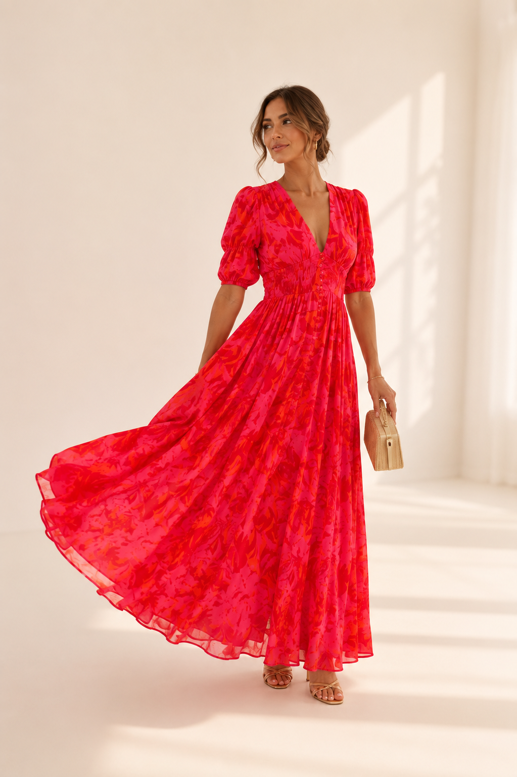 Floral Maxi Dress – Fuchsia Bloom