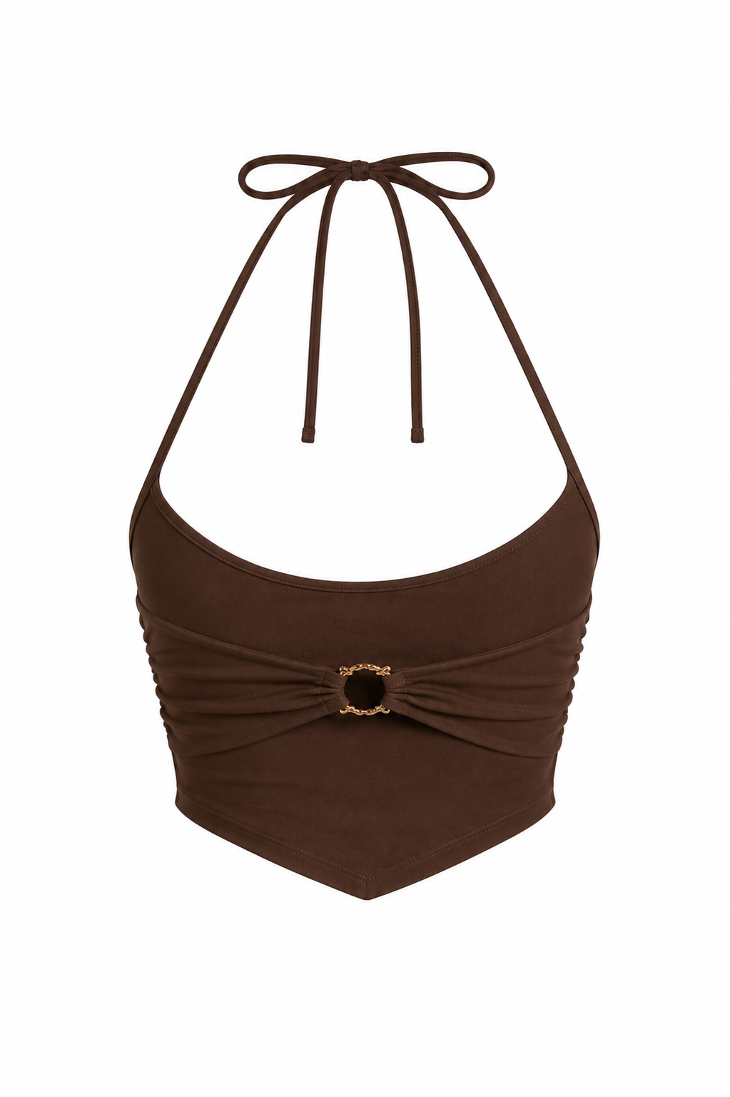 Chocolate Brown Halter Crop Top