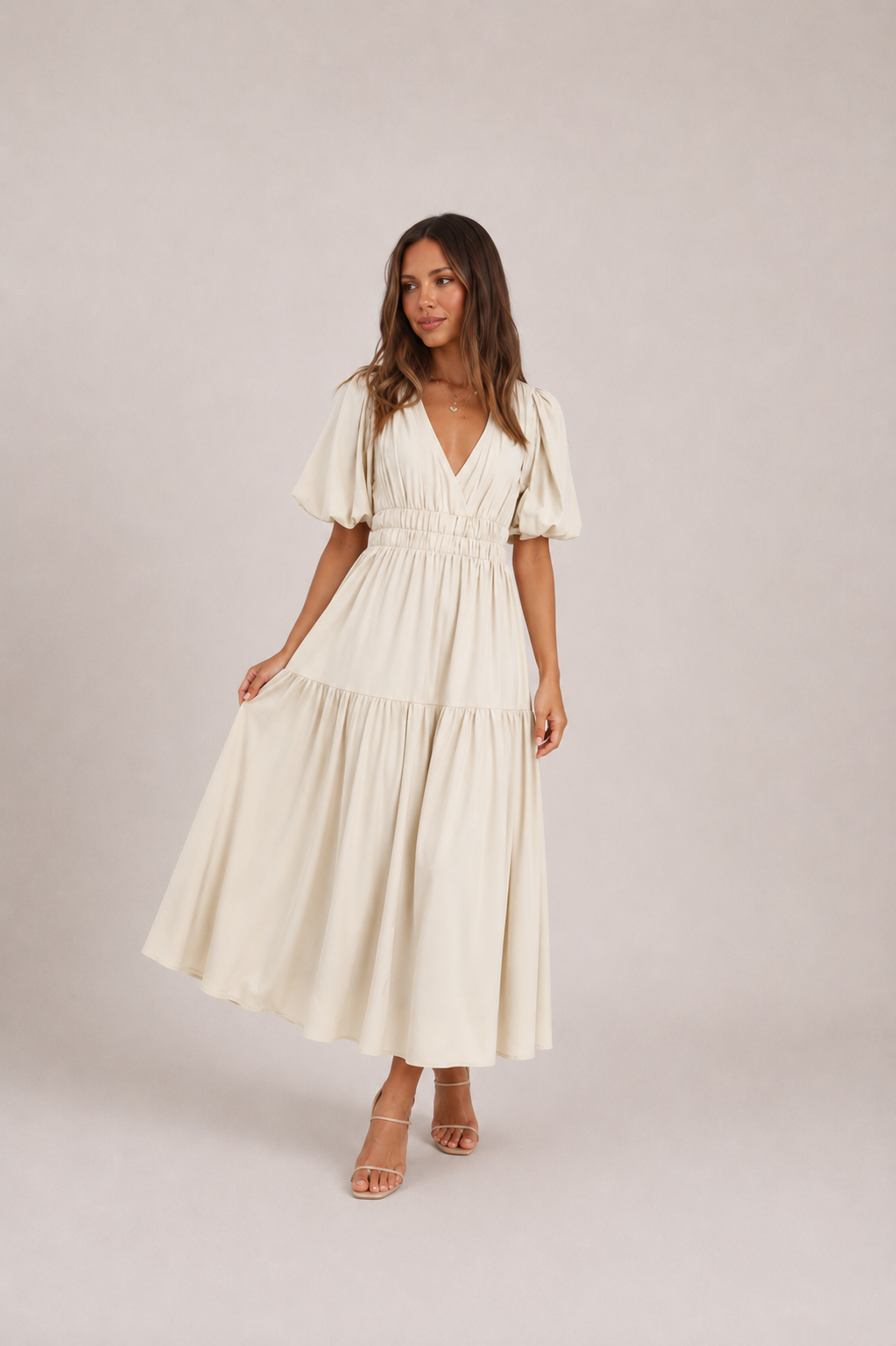 Elegant Short Sleeve Maxi Dress