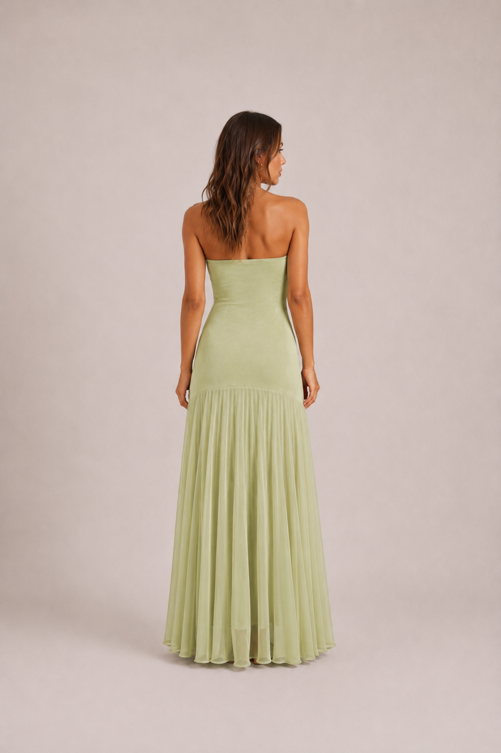 Sage Green Strapless Maxi Dress