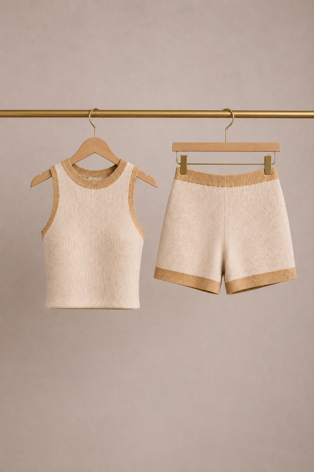 Ribbed Knit Contrast Trim 2-Piece Lounge Set