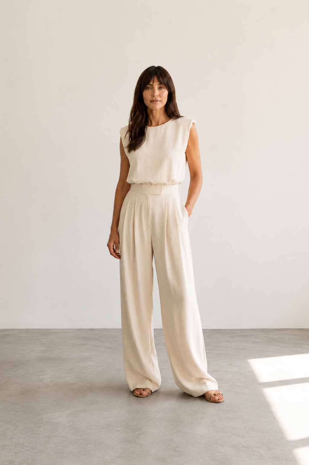 Women's Sleeveless Top & Wide-Leg Pants Set
