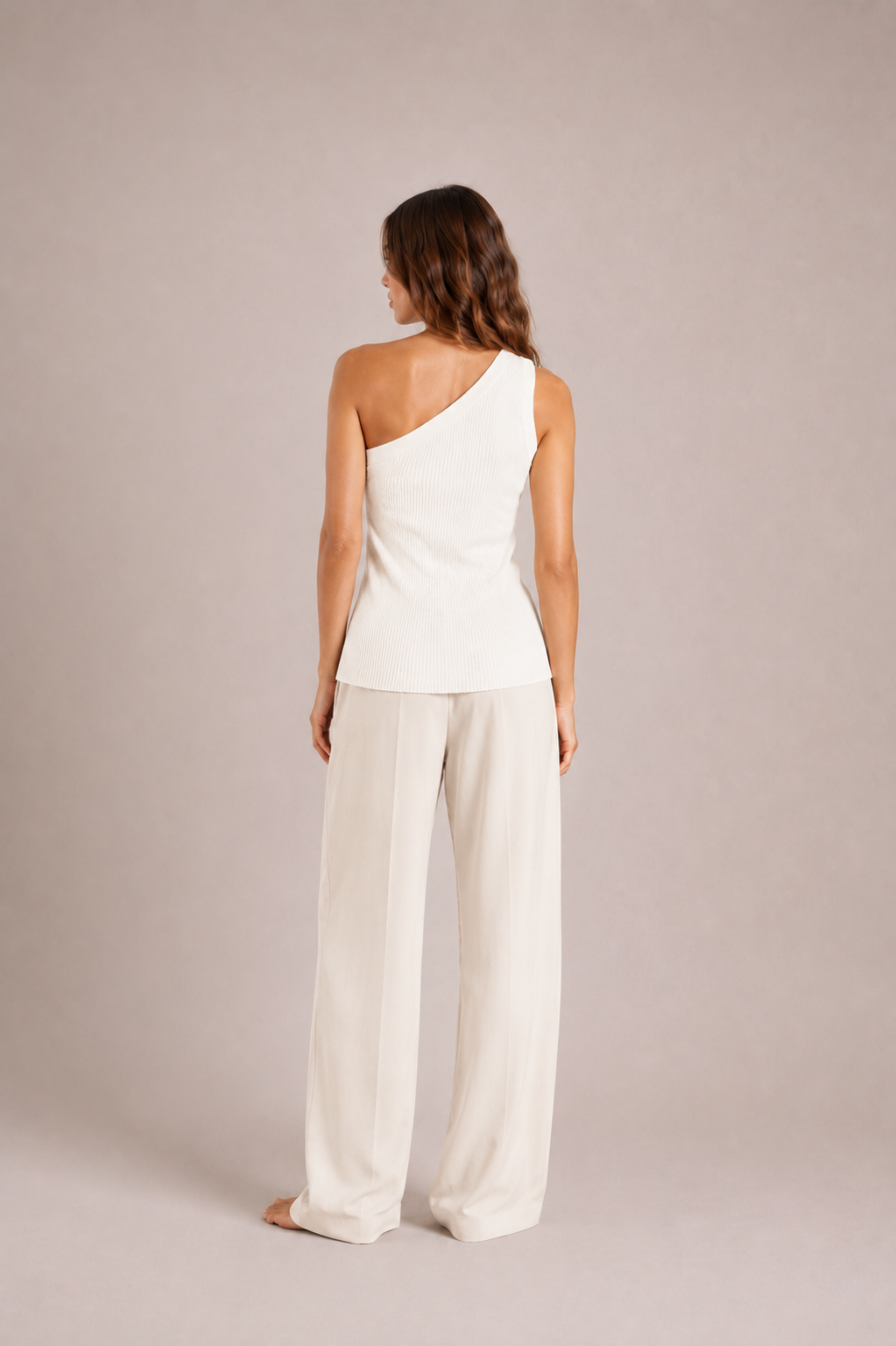 One-Shoulder Ribbed Knit Top