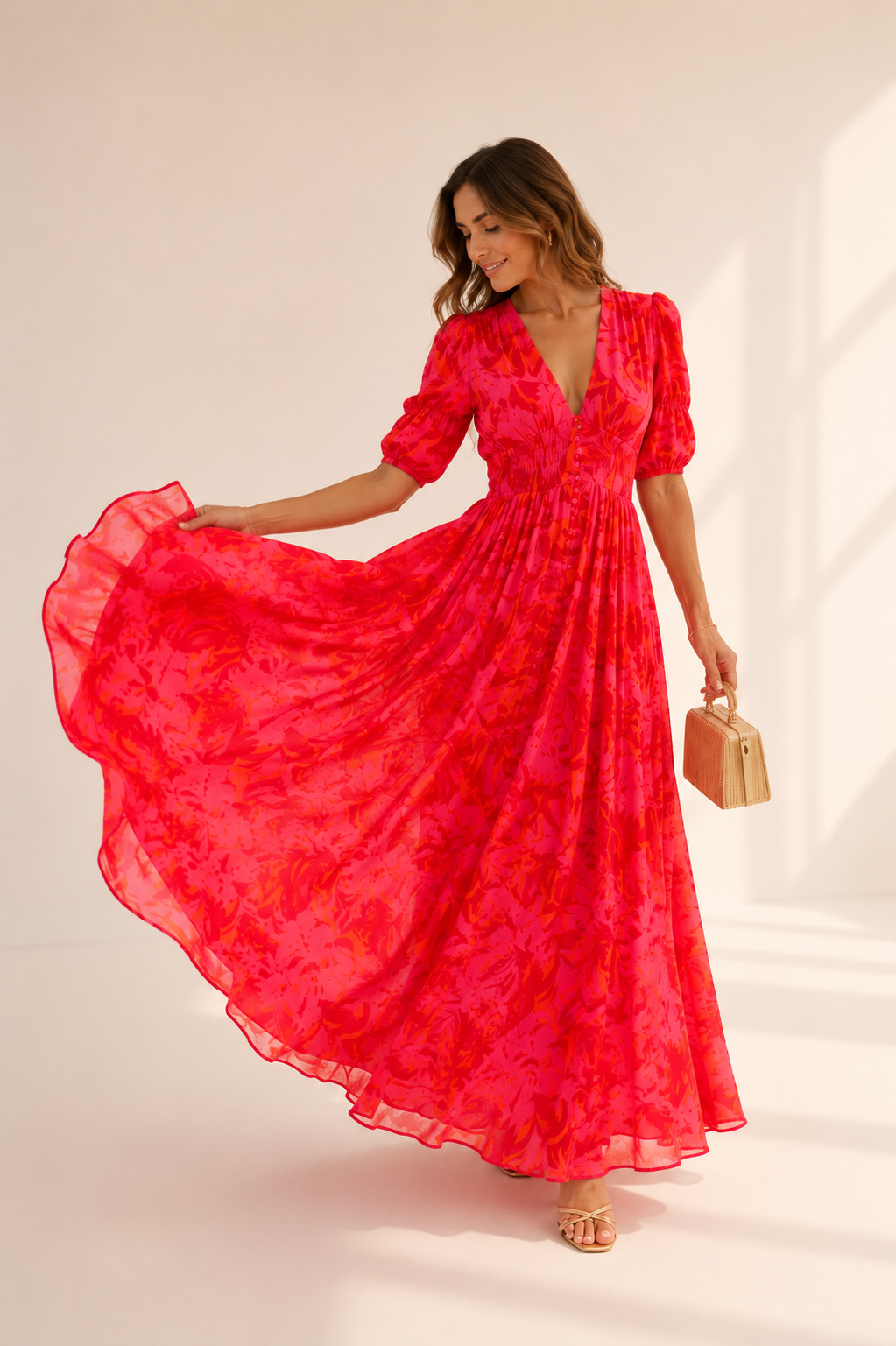 Floral Maxi Dress – Fuchsia Bloom