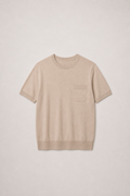Beige Short Sleeve Knit T-Shirt