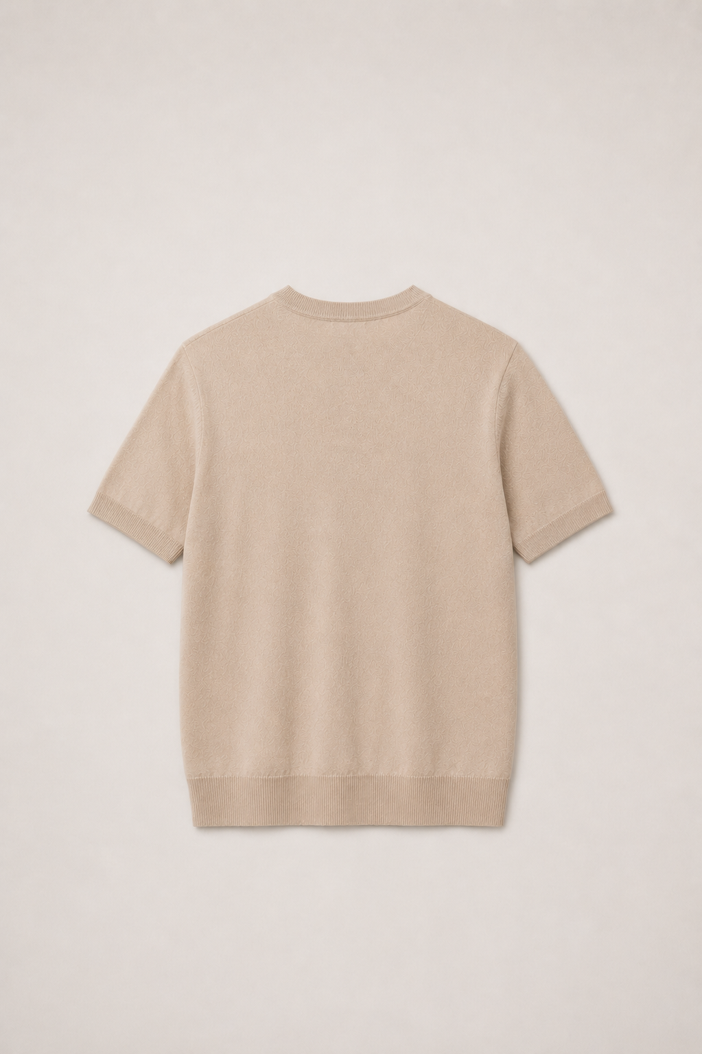 Beige Short Sleeve Knit T-Shirt