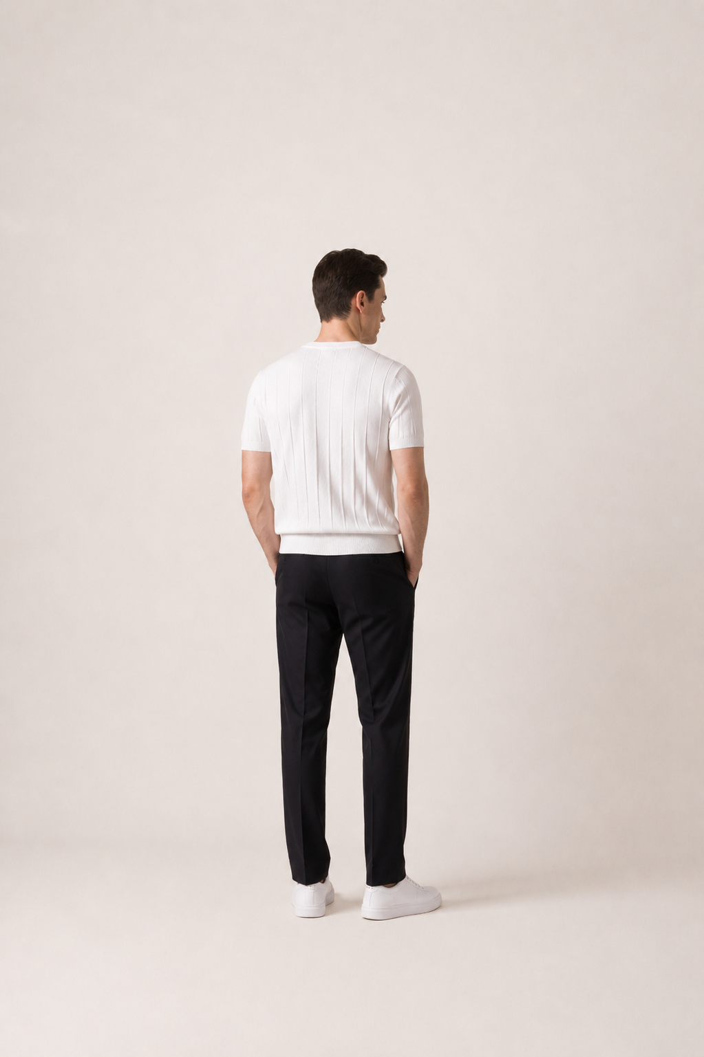 Men's Ribbed Knit Crew Neck T-Shirt