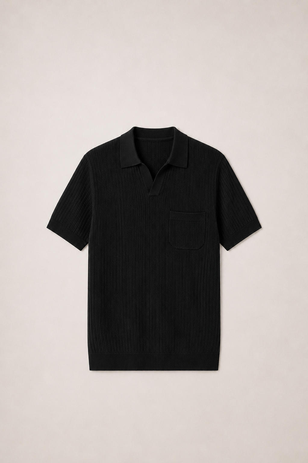 Men's Ribbed Knit Polo Shirt